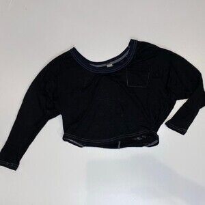 Free People Black Long Sleeve Crop Top